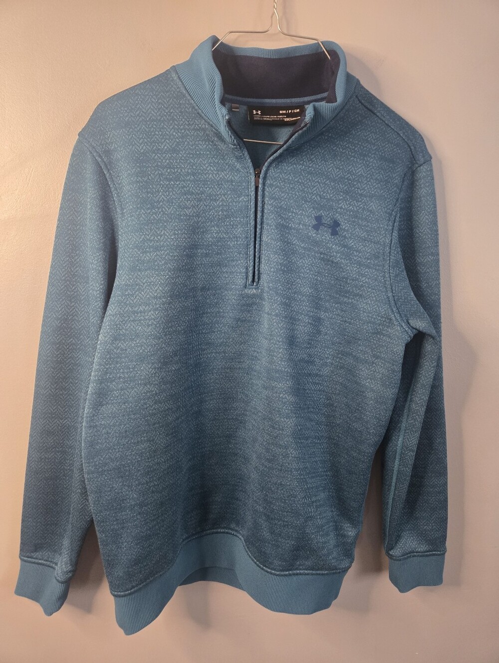 Under Armour Storm Sweater Mens Medium Teal Heathered Performance Loose Coldgear
